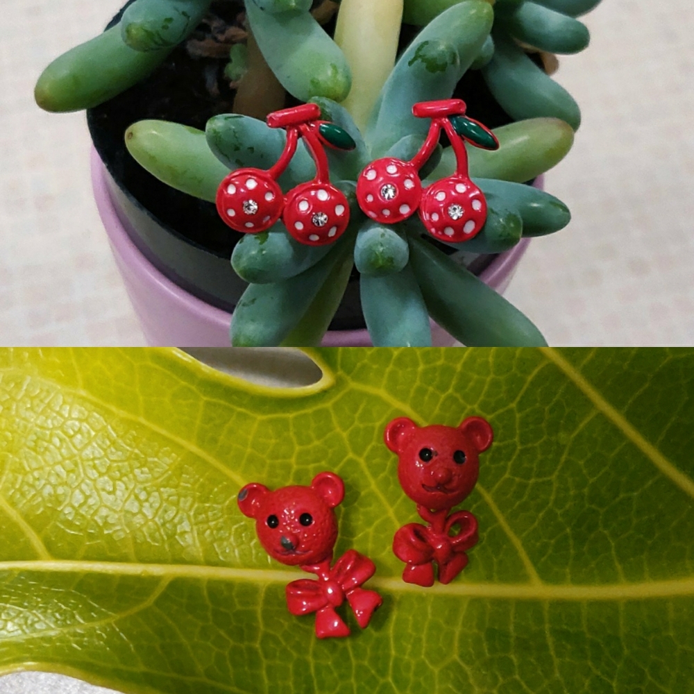 Cute Red Stud Earrings 🍒